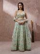 Load image into Gallery viewer, Lime Green Organza Floral Printed Semi-Stitched Lehenga choli &amp; Dupatta Clothsvilla