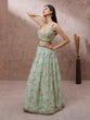 Load image into Gallery viewer, Lime Green Organza Floral Printed Semi-Stitched Lehenga choli &amp; Dupatta Clothsvilla