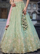 Load image into Gallery viewer, Lime Green Satin Silk Sequins embroidery Semi-Stitched Lehenga choli &amp; Dupatta Clothsvilla