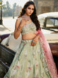Load image into Gallery viewer, Lime green Satin Silk Sequins embroidery Semi-Stitched Lehenga choli &amp; Dupatta ClothsVilla