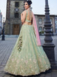 Load image into Gallery viewer, Lime Green Satin Silk Sequins embroidery Semi-Stitched Lehenga choli &amp; Dupatta Clothsvilla