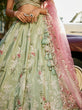 Load image into Gallery viewer, Lime green Satin Silk Sequins embroidery Semi-Stitched Lehenga choli &amp; Dupatta ClothsVilla