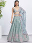 Lime Green Sequin Sparkle Lehenga Choli Set with Thread Embroidery ClothsVilla