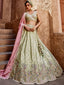 Lime Green Silk Semi-Stitched Lehenga Choli Set with Sequins & Thread Embroidery Clothsvilla