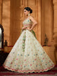 Load image into Gallery viewer, Lime Green Tissue Lehenga Choli with Sequins, Beads &amp; Thread Embroidery – Full-Flared Semi-Stitched Lehenga with Dupatta ClothsVilla