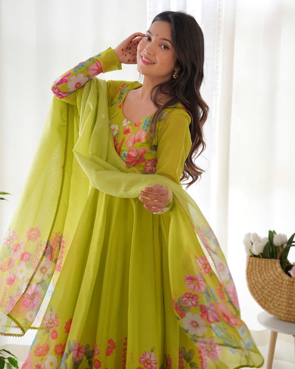 Liril Color Floral Organza Anarkali Suit Set for Festivals & Weddings