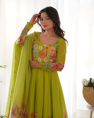 Liril Color Floral Organza Anarkali Suit Set for Festivals & Weddings