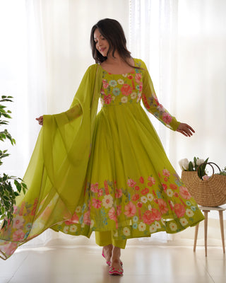 Liril Color Floral Organza Anarkali Suit Set for Festivals & Weddings