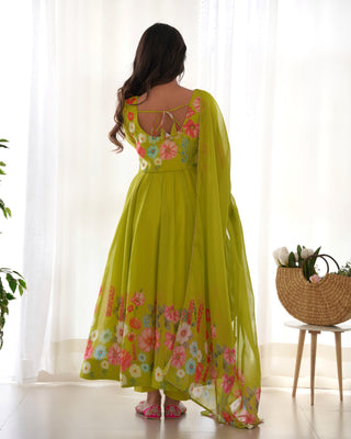 Liril Color Floral Organza Anarkali Suit Set for Festivals & Weddings