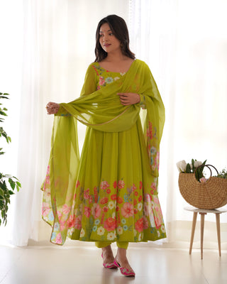 Liril Color Floral Organza Anarkali Suit Set for Festivals & Weddings