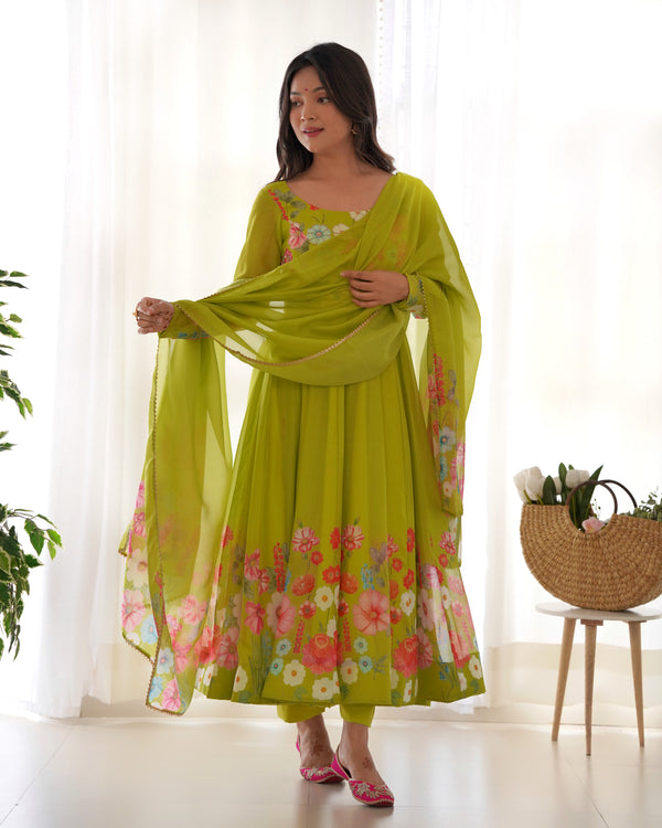 Liril Color Floral Organza Anarkali Suit Set for Festivals & Weddings