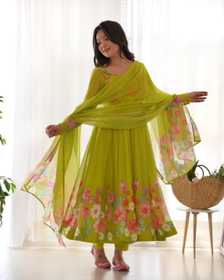 Liril Color Floral Organza Anarkali Suit Set for Festivals & Weddings