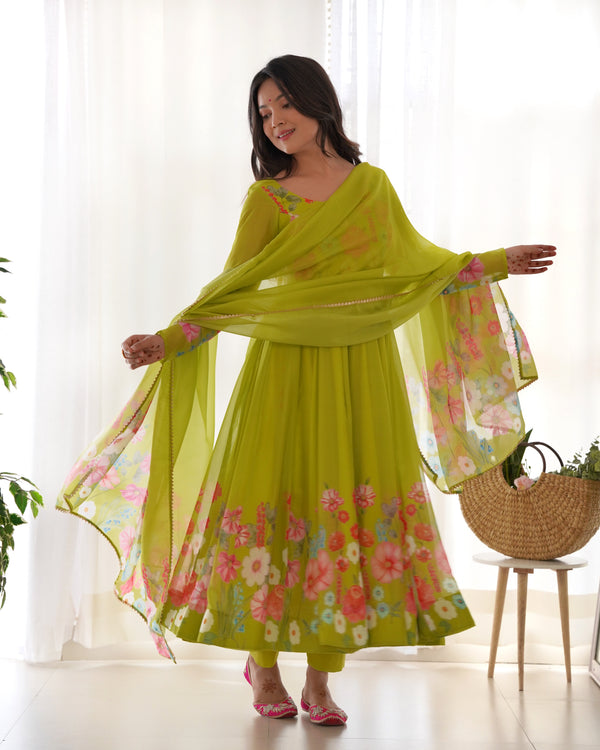 Liril Color Floral Organza Anarkali Suit Set for Festivals & Weddings