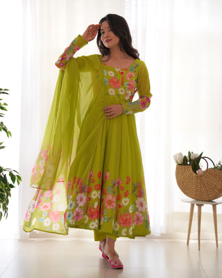 Liril Color Floral Organza Anarkali Suit Set for Festivals & Weddings