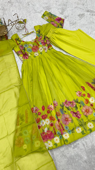 Liril Color Floral Organza Anarkali Suit Set for Festivals & Weddings