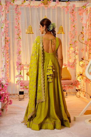 Liril Designer Roman Silk Anarkali Suit with Sequins & Zari Lace Work ClothsVilla