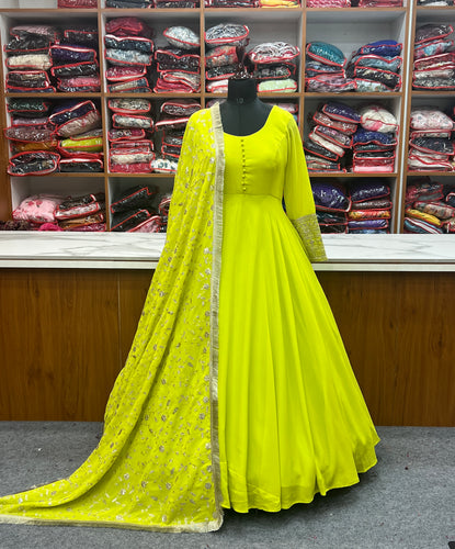 Liril Elegant Georgette Anarkali Gown Set – Festive & Wedding Ready