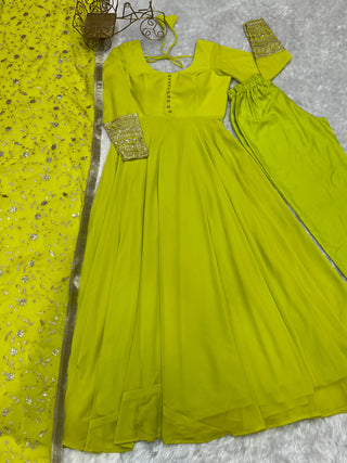 Liril Elegant Georgette Anarkali Gown Set – Festive & Wedding Ready