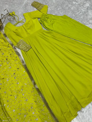 Liril Elegant Georgette Anarkali Gown Set – Festive & Wedding Ready