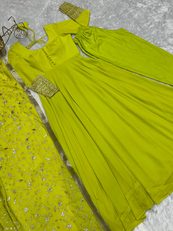 Liril Elegant Georgette Anarkali Gown Set – Festive & Wedding Ready