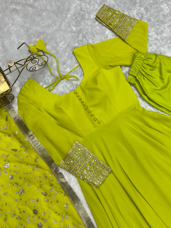 Liril Elegant Georgette Anarkali Gown Set – Festive & Wedding Ready