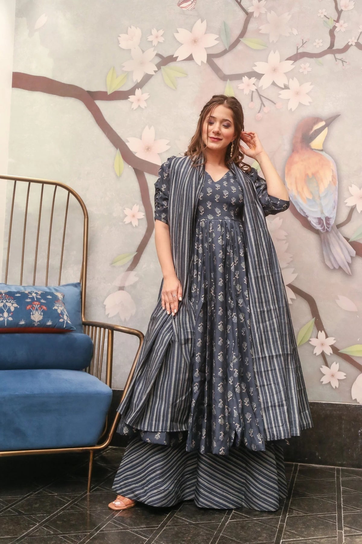 Look stunning in this elegant 3-piece designer suit set, perfect for any special ClothsVilla Main image