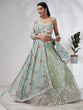 Load image into Gallery viewer, Luminous Lime Green Chiffon Lehenga Choli Set - Sequins &amp; Thread Embroidery ClothsVilla