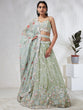 Load image into Gallery viewer, Luminous Lime Green Chiffon Lehenga Choli Set - Sequins &amp; Thread Embroidery ClothsVilla