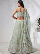 Load image into Gallery viewer, Luminous Lime Green Chiffon Lehenga Choli Set - Sequins &amp; Thread Embroidery ClothsVilla