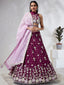 Luxurious Burgundy Sequinned Lehenga Choli Set - Embroidered Elegance ClothsVilla
