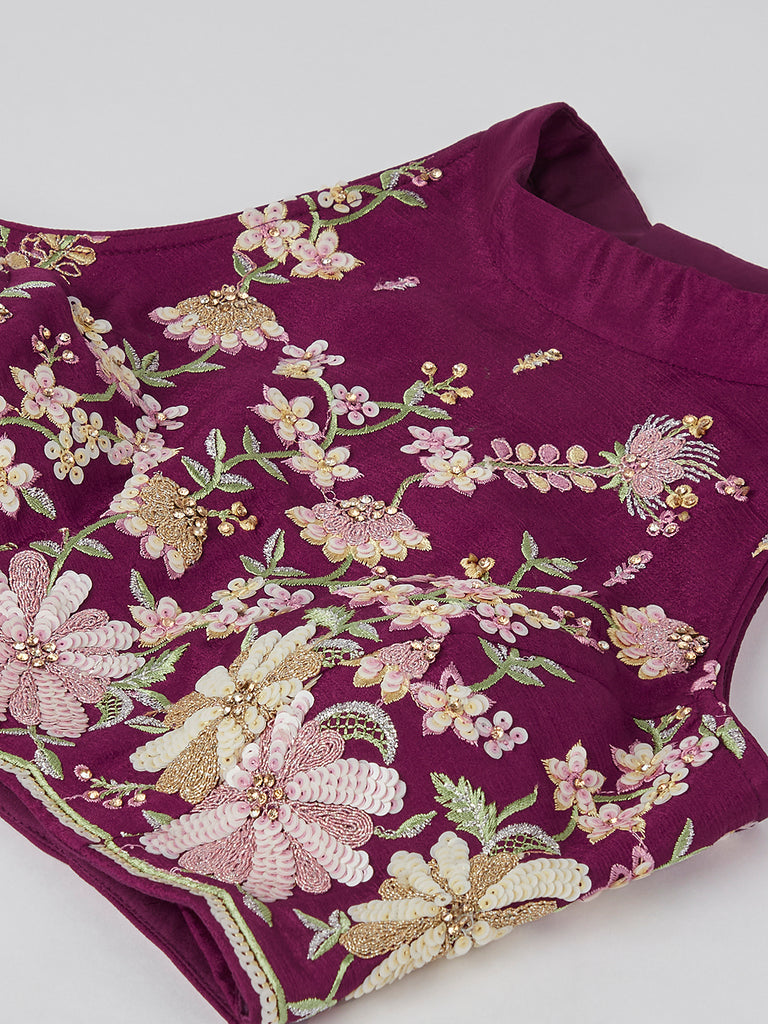 Luxurious Burgundy Sequinned Lehenga Choli Set - Embroidered Elegance ClothsVilla