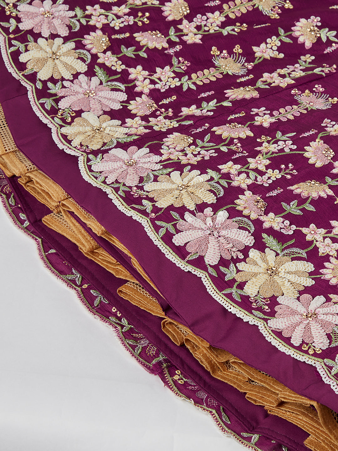 Luxurious Burgundy Sequinned Lehenga Choli Set - Embroidered Elegance ClothsVilla