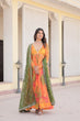 Load image into Gallery viewer, Luxurious Digital Print Alia Cut Orange Gown with Embroidered Dupatta Set ClothsVilla
