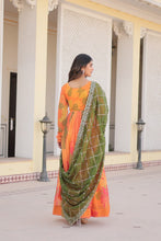 Load image into Gallery viewer, Luxurious Digital Print Alia Cut Orange Gown with Embroidered Dupatta Set ClothsVilla