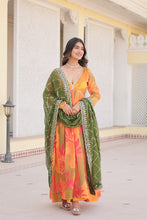 Load image into Gallery viewer, Luxurious Digital Print Alia Cut Orange Gown with Embroidered Dupatta Set ClothsVilla