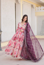 Load image into Gallery viewer, Luxurious Digital Print Alia Cut Pink Gown with Embroidered Dupatta Set ClothsVilla