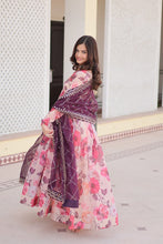 Load image into Gallery viewer, Luxurious Digital Print Alia Cut Pink Gown with Embroidered Dupatta Set ClothsVilla