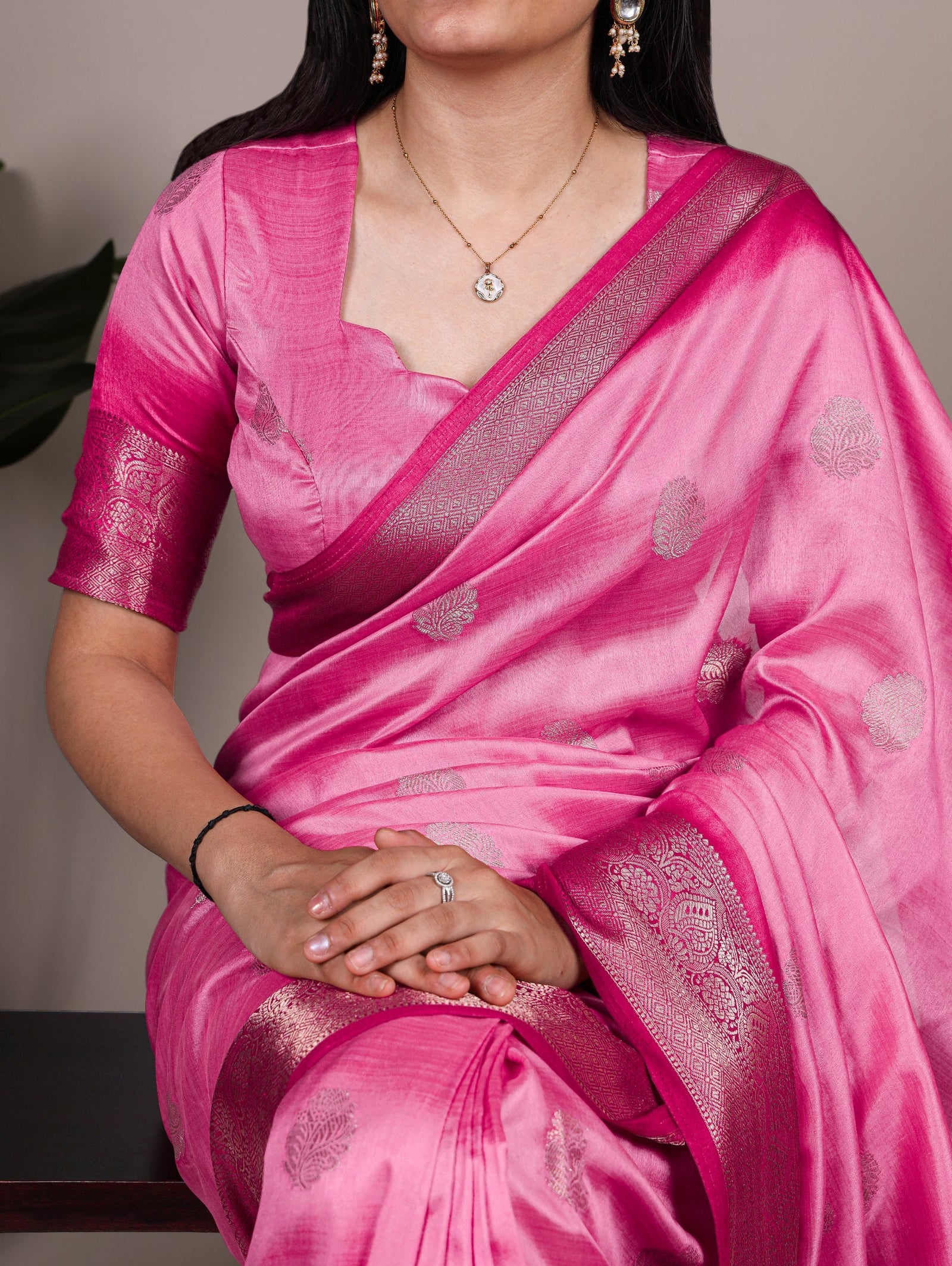 Luxurious Rumali Silk Saree with Rich Zari Weaving & Matching Unstitched Zari-Woven Blouse ClothsVilla