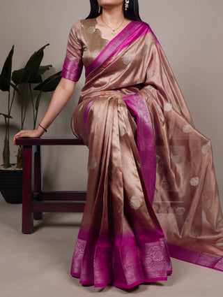 Luxurious Rumali Silk Saree with Rich Zari Weaving & Matching Unstitched Zari-Woven Blouse ClothsVilla