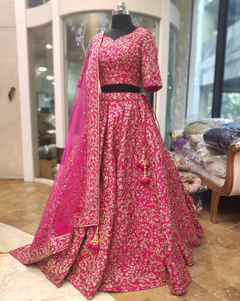 Luxurious Silk Lehenga Choli Set with Dori Embroidery and Sequins Clothsvilla