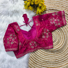 Load image into Gallery viewer, Magenta Color Soft Silk Blouse with Beautiful Embroidery and Sequence Accents ClothsVilla