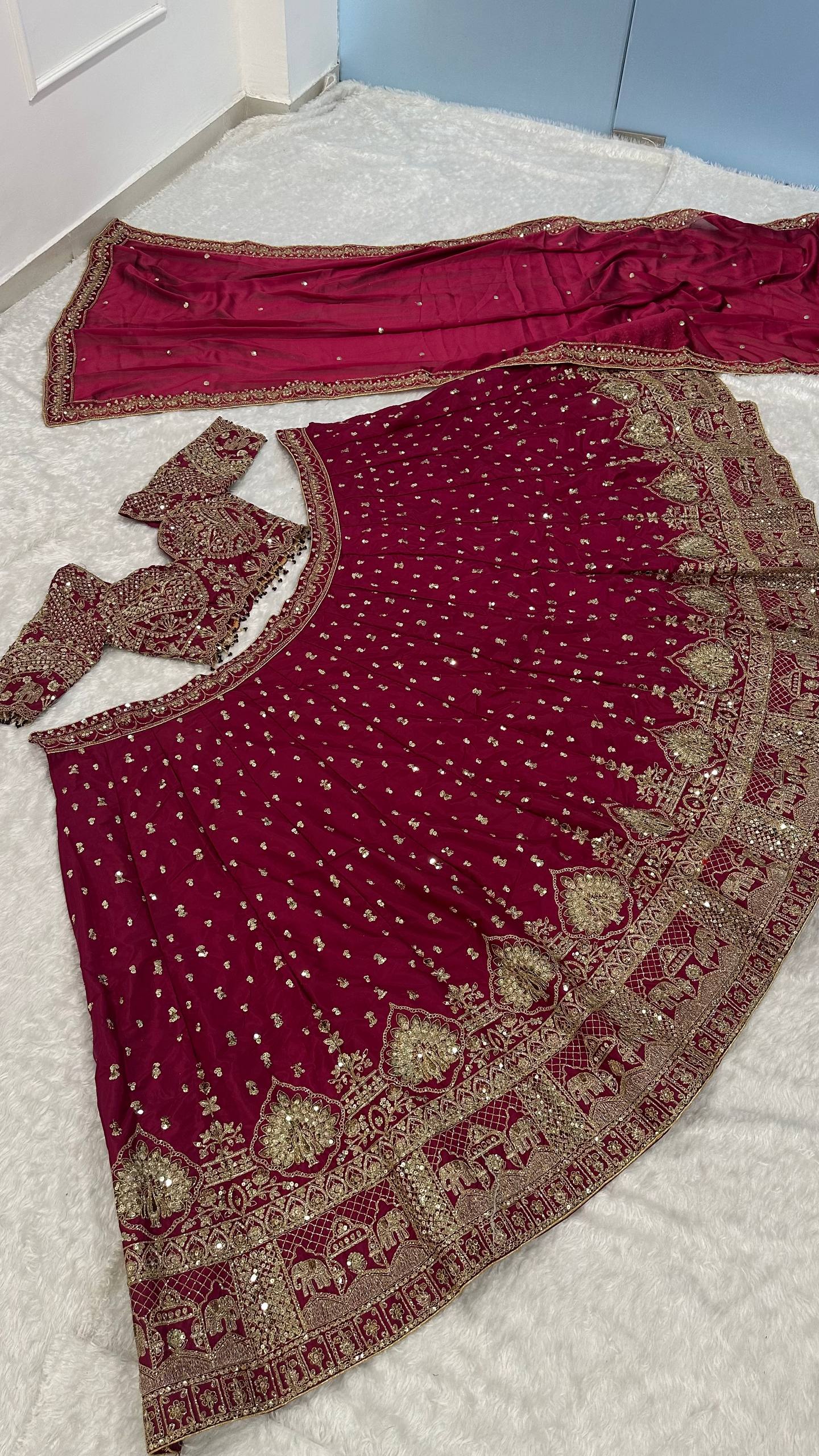 Magenta Malai Silk Lehenga Set ClothsVilla