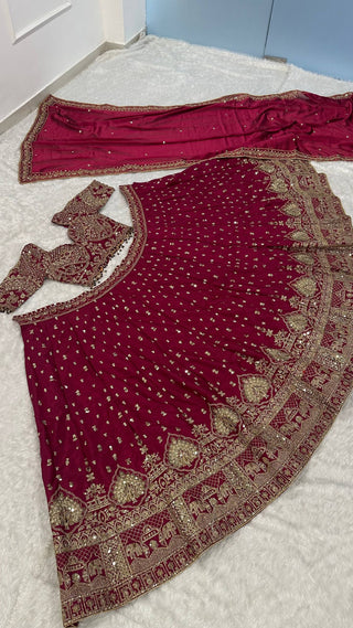 Magenta Malai Silk Lehenga Set ClothsVilla