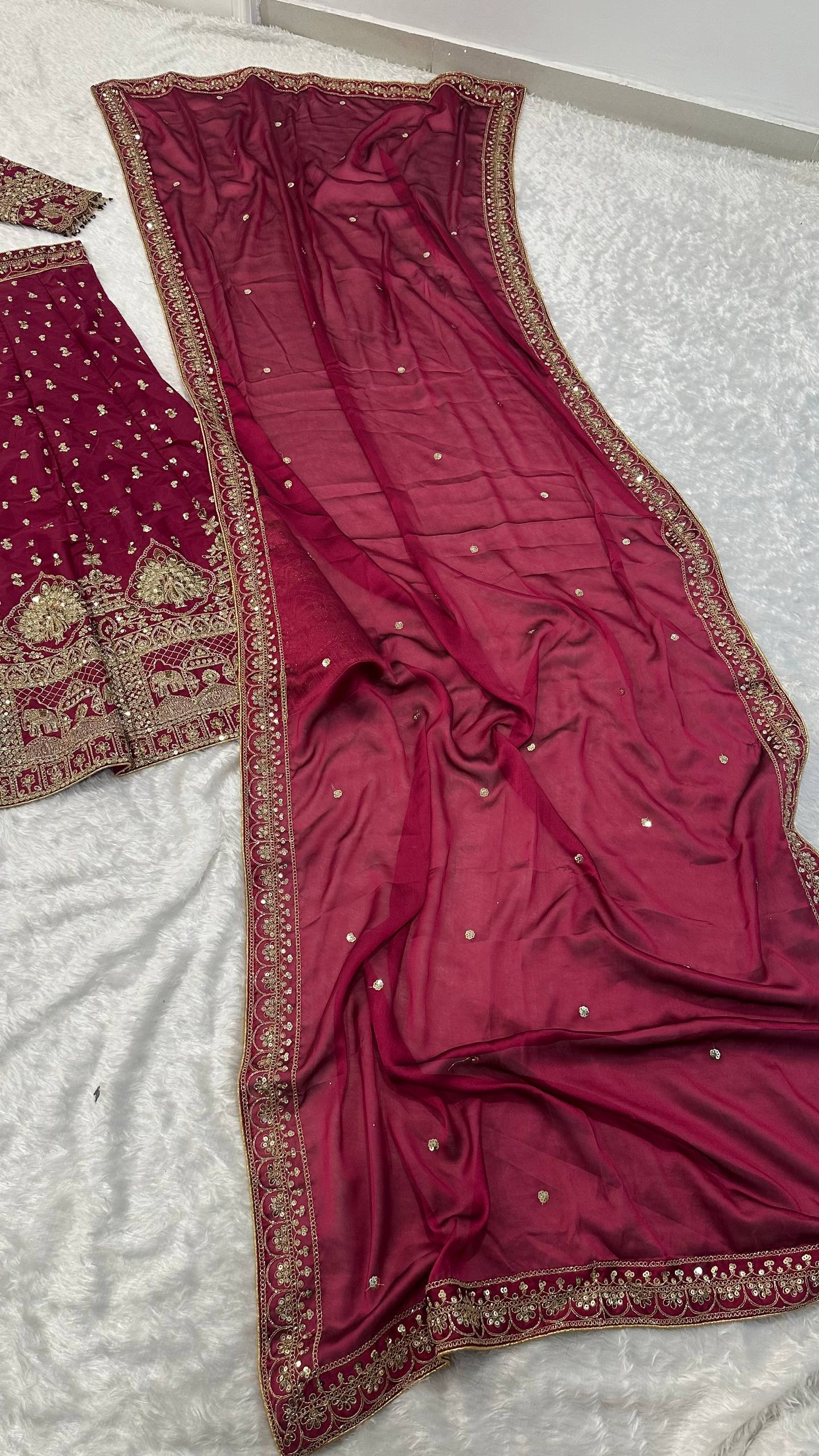 Magenta Malai Silk Lehenga Set ClothsVilla