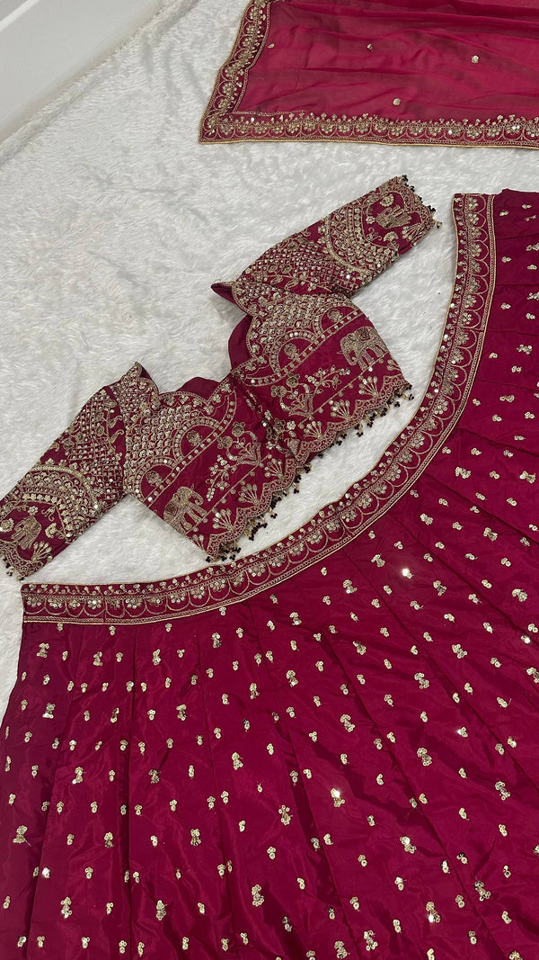 Magenta Malai Silk Lehenga Set ClothsVilla