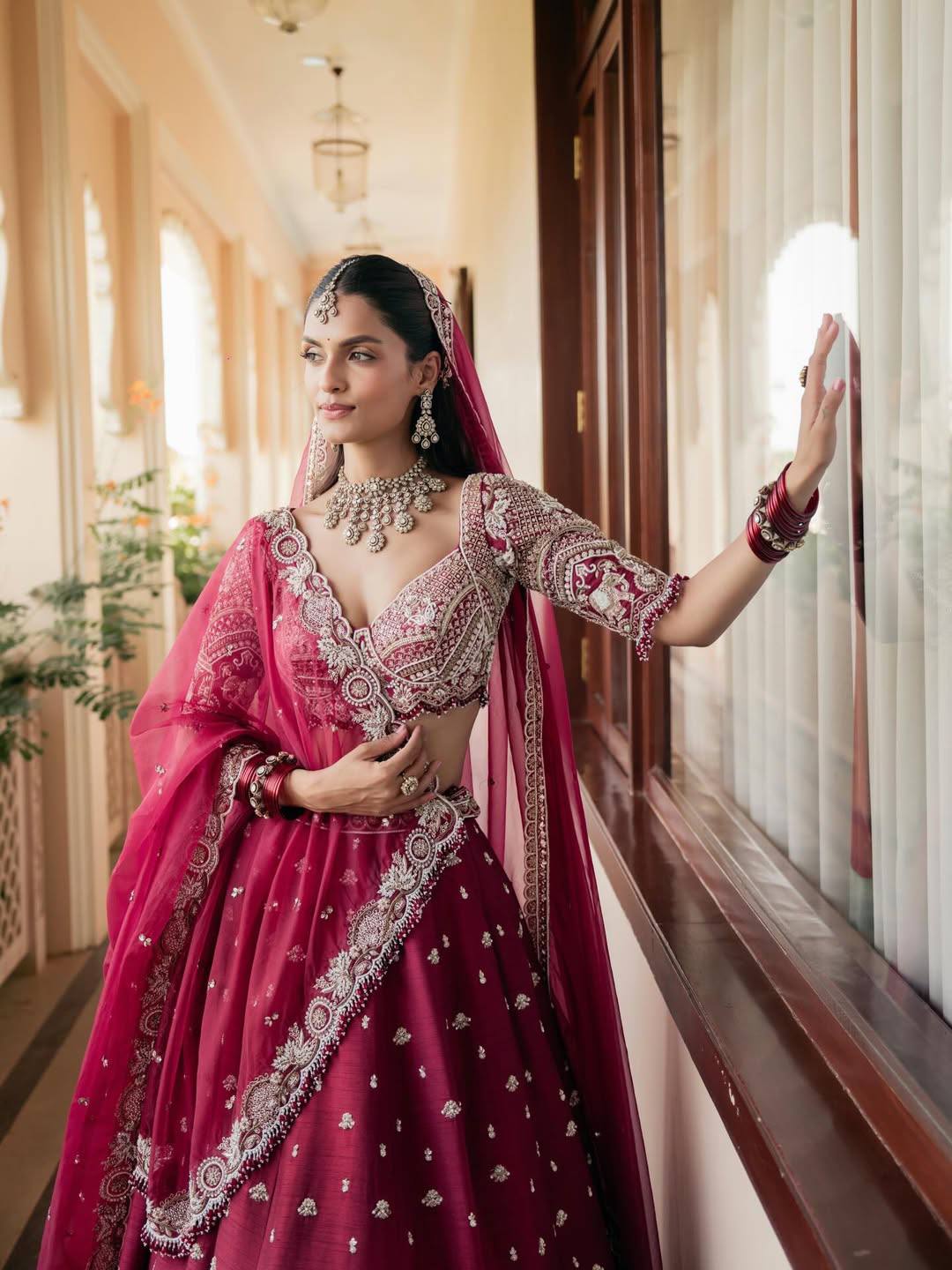 Magenta Malai Silk Lehenga Set ClothsVilla