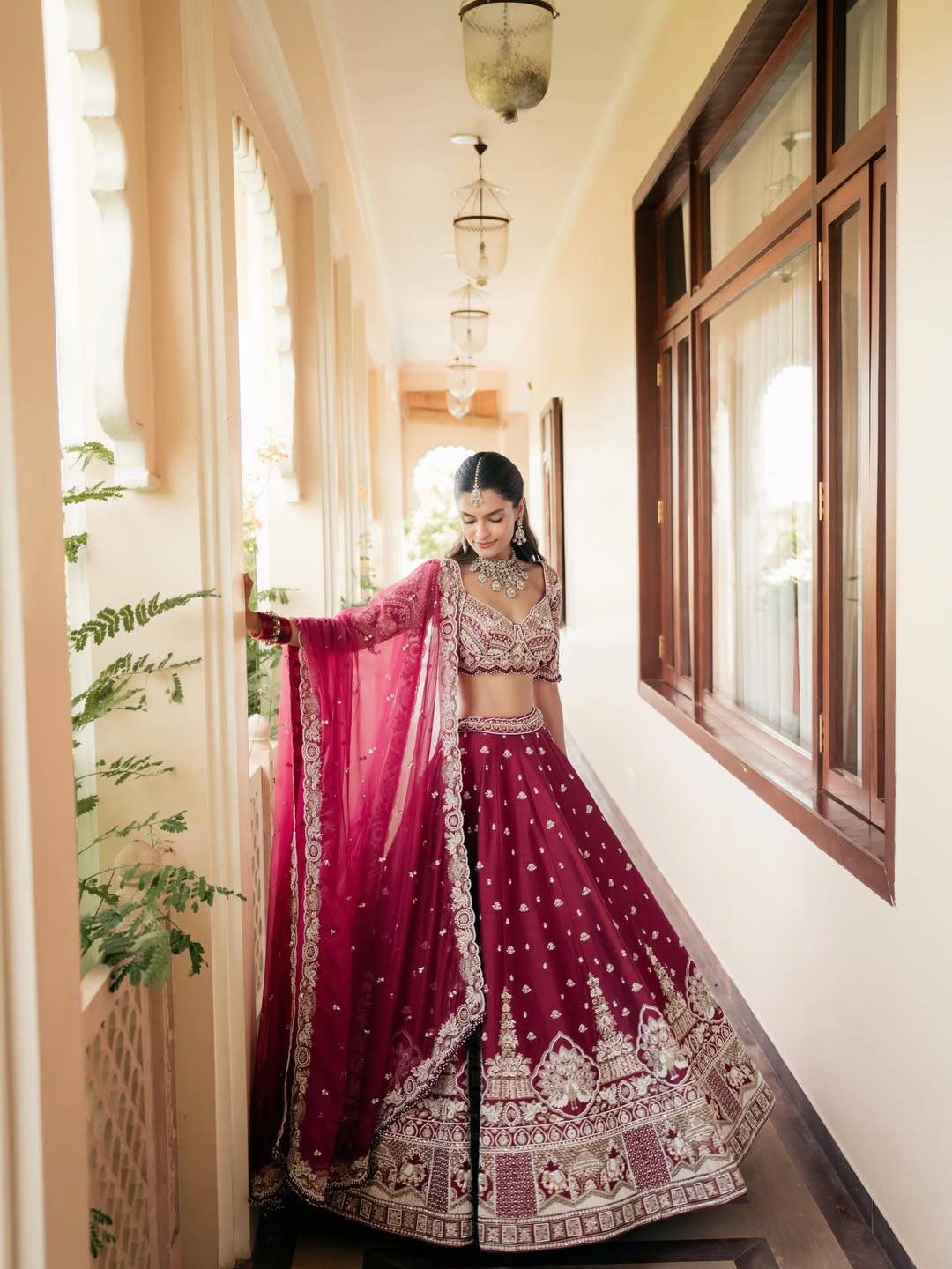 Magenta Malai Silk Lehenga Set ClothsVilla