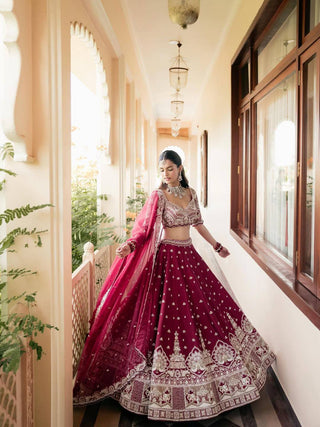 Magenta Malai Silk Lehenga Set ClothsVilla