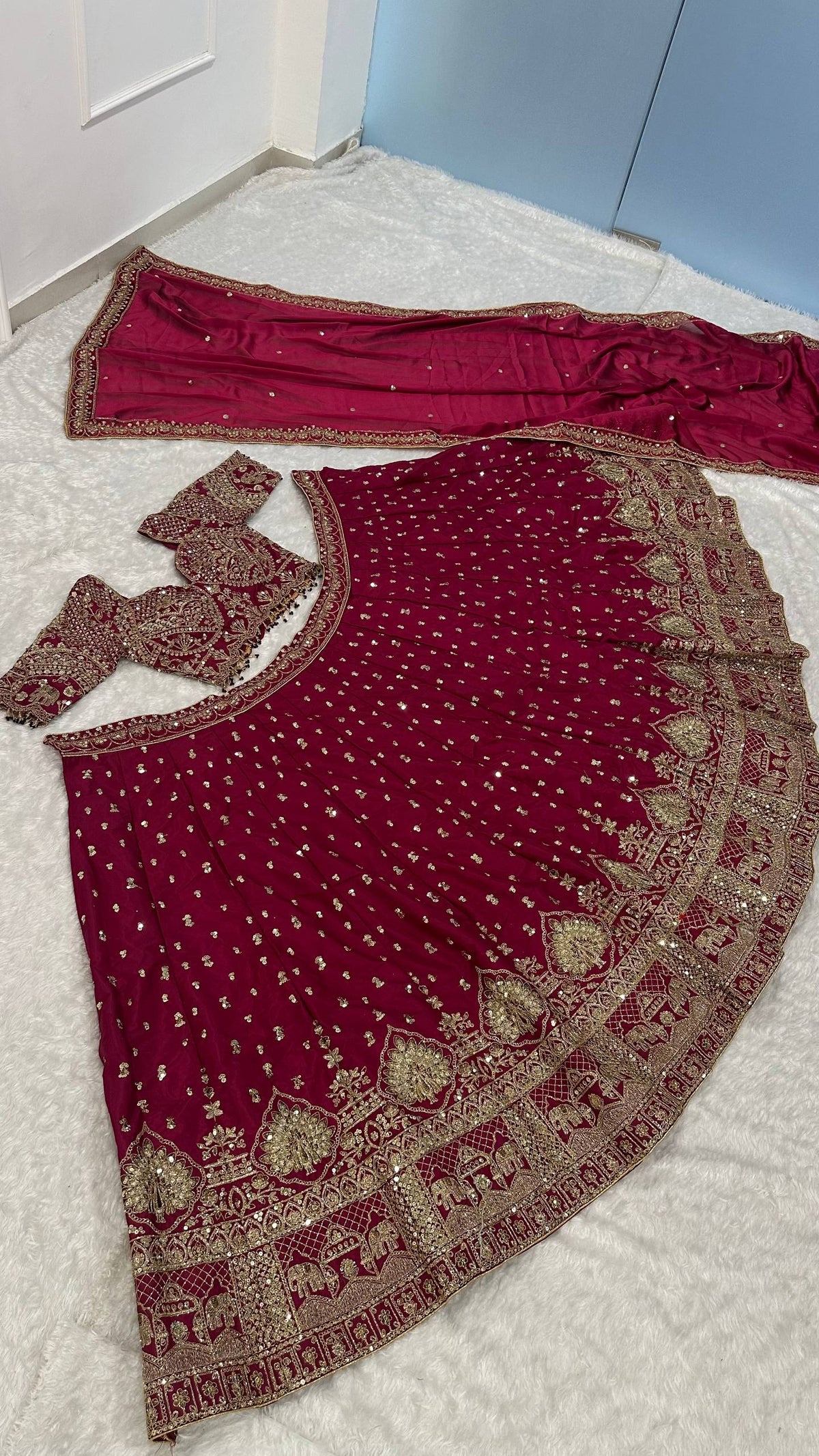 Magenta Malai Silk Lehenga Set ClothsVilla