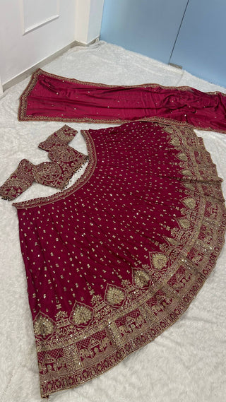 Magenta Malai Silk Lehenga Set ClothsVilla